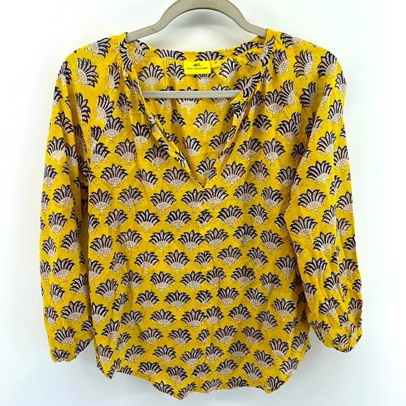 Roberta Roller Rabbit patterned pullover long sleeve peasant top sz XS - Picture 1 of 6